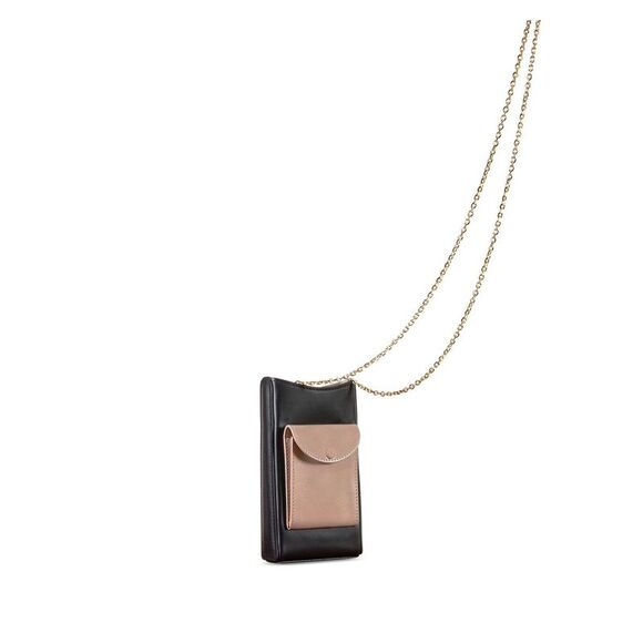 CAFUNE Women's Black Leather Chain Strap Phone Pouch - Picture 2 of 3